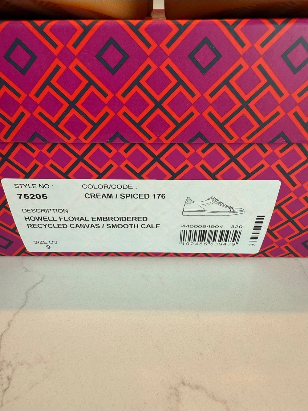 Tory Burch Cream Canvas Floral Embroidered Sneakers with Mustard Accents